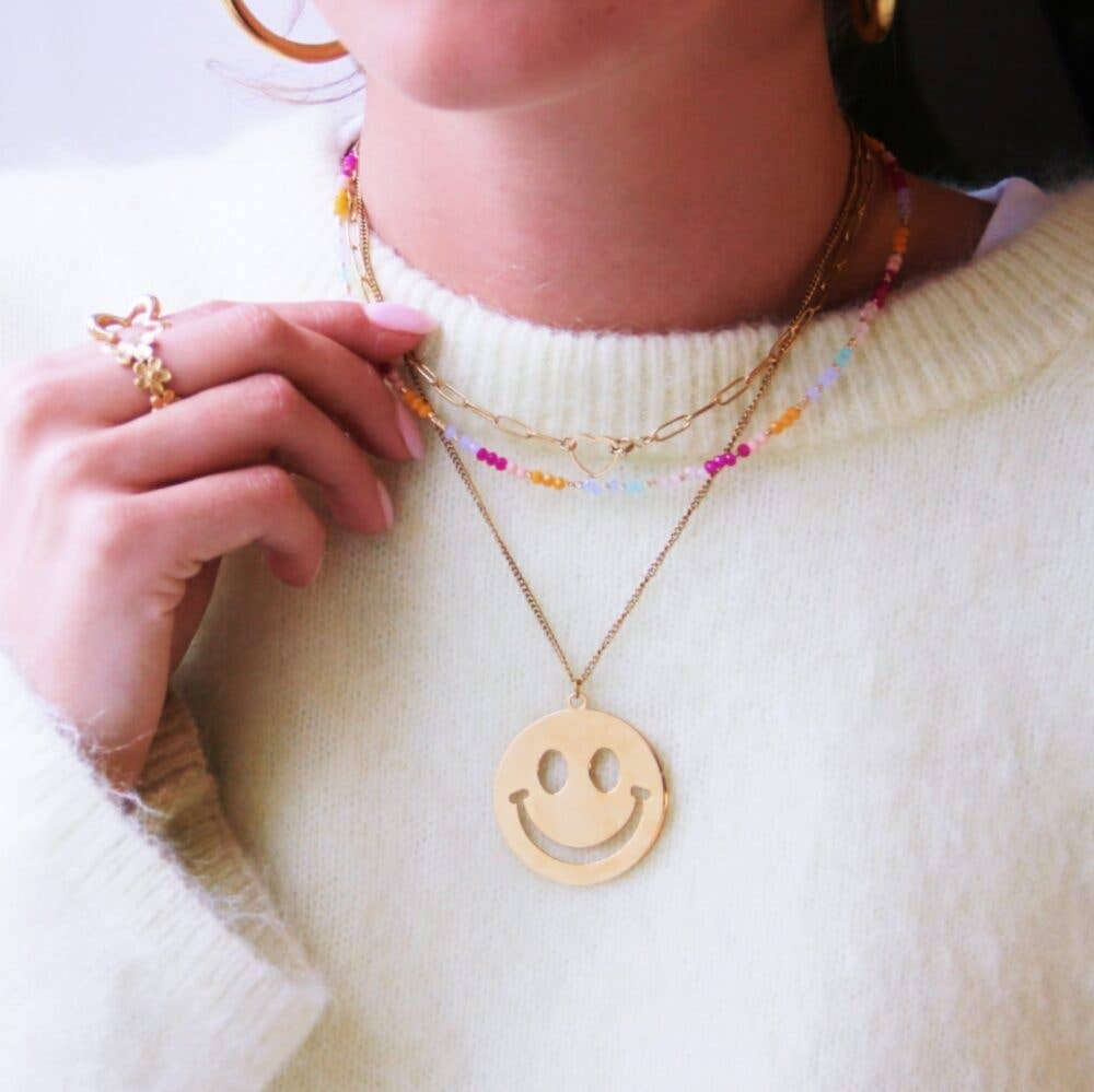 Halskette Smiley Gold aus Edelstahl