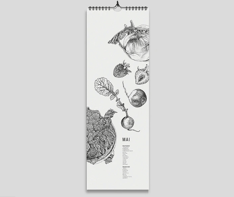 2025 Saisonkalender (Streifenformat)