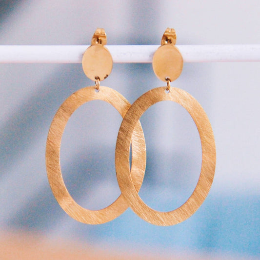Statement Ohrring Großer ovaler Ring - Gold