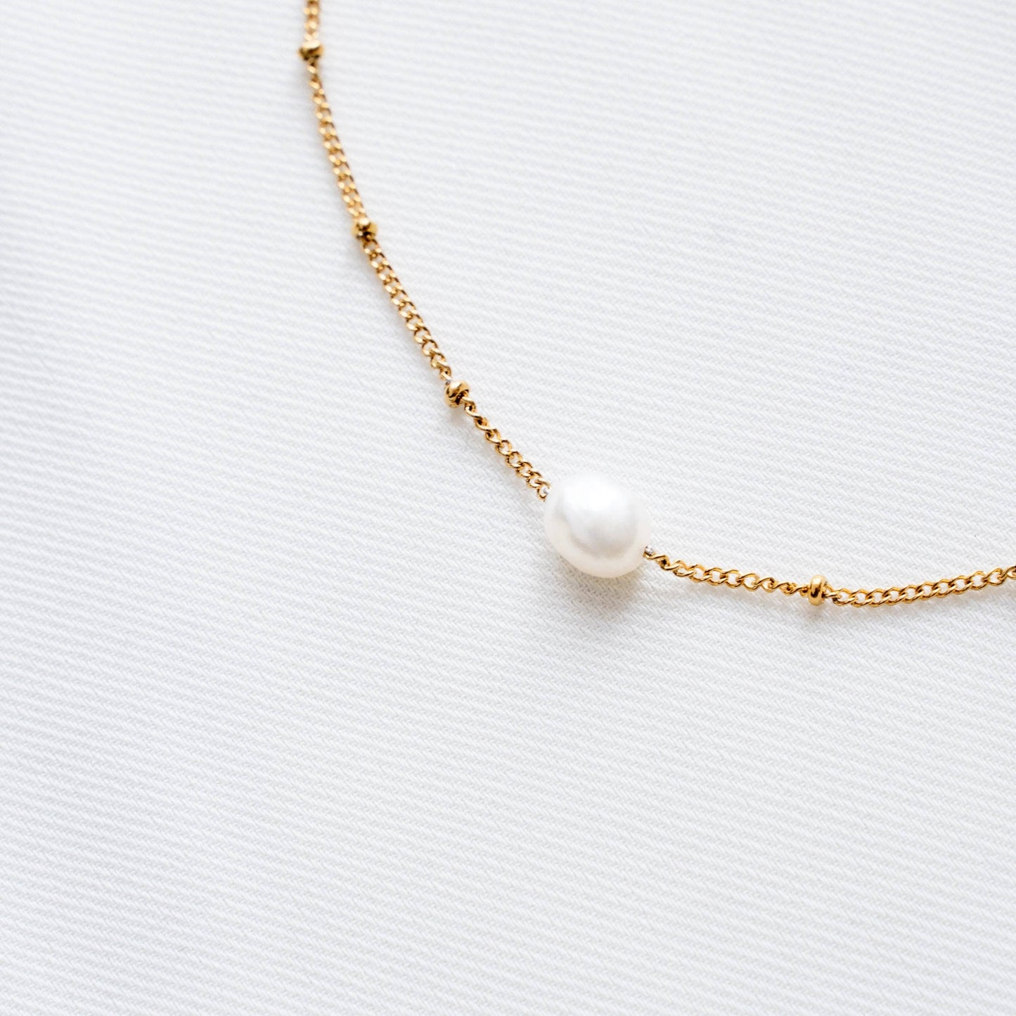 Perlenkette mit Süßwasserperle Gold aus Edelstahl
