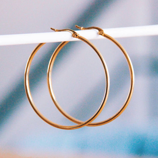 Creolen Gold 50 mm aus Edelstahl