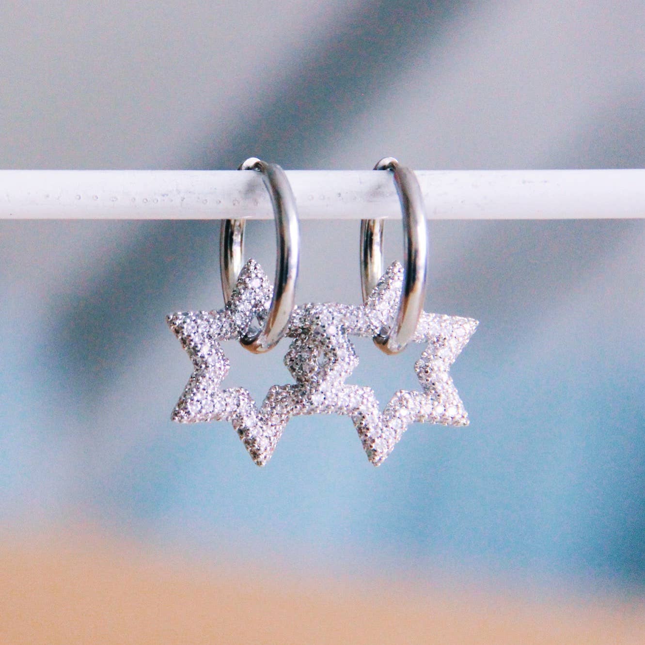 Creolen Stern Crystal Silber | Edelstahl Ohrringe