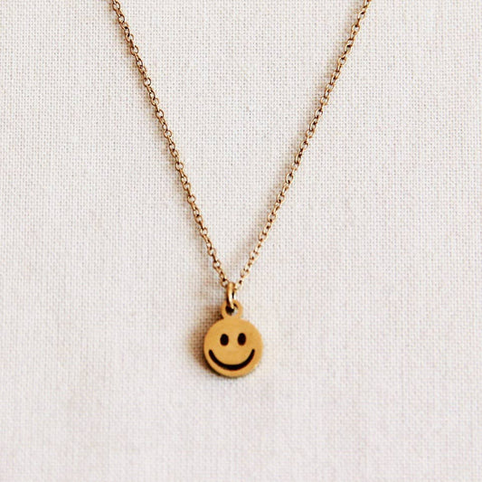 Halskette Smiley Gold aus Edelstahl