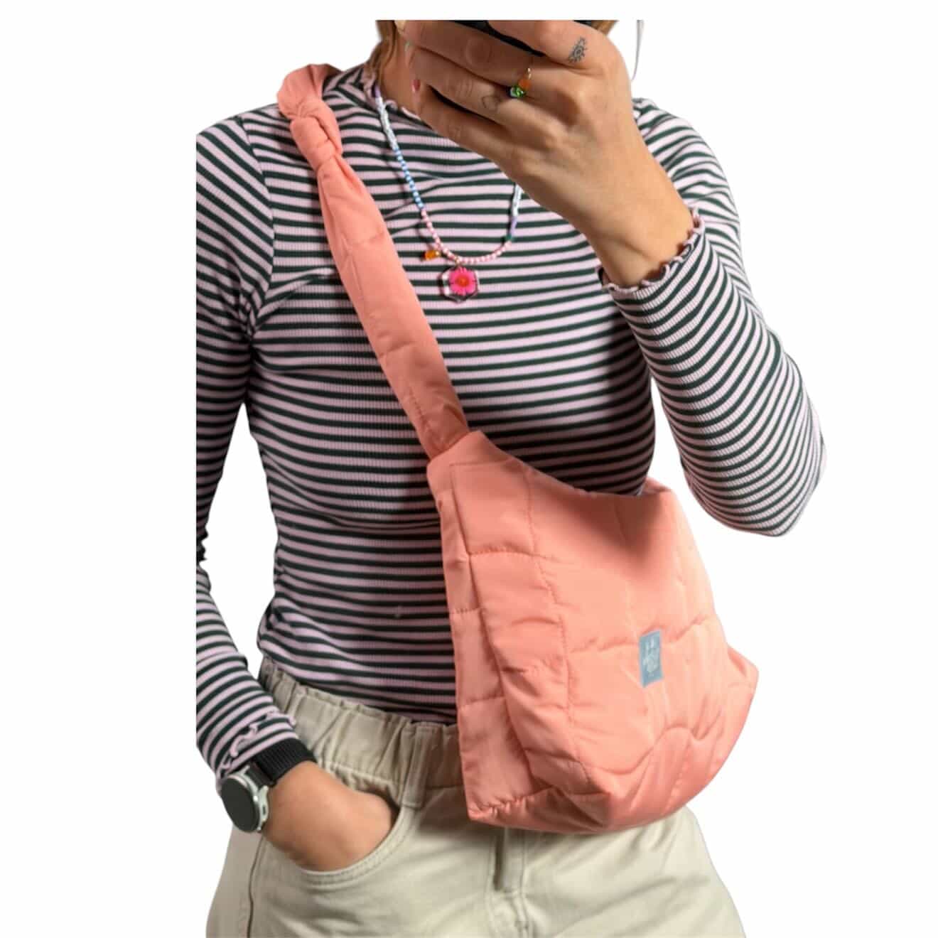 Gesteppte Schultertasche POLLY – Apricot