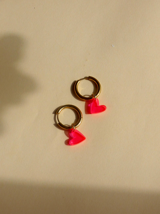 Pink Neon Herz Creolen