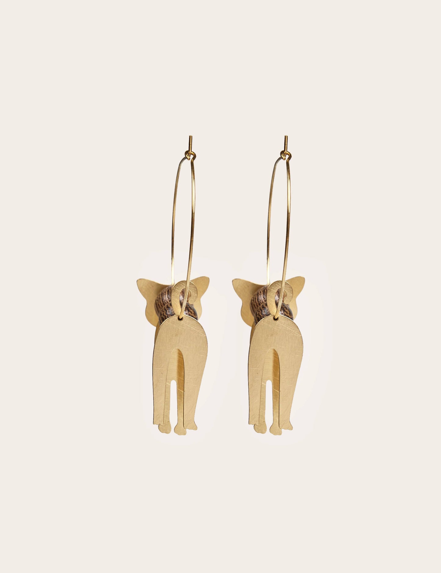 3D-Creolen Katze Gold aus Edelstahl & Holz